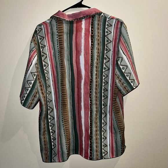 Watermelon Striped Collared Button Up, Vintage Pink & Green Shirt - Picture 4 of 4